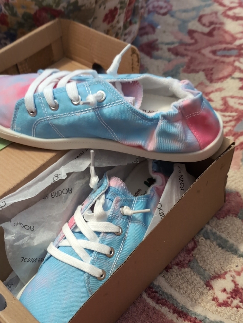 Jenn Ardor Tie-Dye Canvas Sneakers in Blue & Pink - Picture 8 of 11